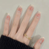 GETADME 24개 탈착식 숏 프레스 온 네일 Y2K 라인스톤 거짓 네일 (글루 포함) 발레 스위트 쿨 걸스 인조 거짓 네일 팁