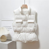 Getadme-New Light Down Vest Women Short Vest Windproof Lightweight Warm Waistcoat Female White Duck Down jacket Coat Sleeveless