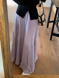 GETADME 2025 Spring and Summer New pleated A-line skirt in the long high waist thin gauze skirt  Lady Girl Skirt Chic Elegant Long Skirt