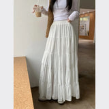 Getadme 여름 하이웨이스트 화이트 미니 스커트 여성 패션 한국 패치워크 A라인 스커트 여성 여름 솔리드 우아한 올매치 롱 스커트