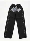 GETADME 2026 New Retro Y2K Hot Diamond Letter Printed Sports Set, Hip Hop Punk Street Trendy Personalized Fashion Zipper Hoodie Pants