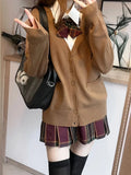 GETADME Japanese fashion solid color V-neck knitted sweater,original newJK uniform cardigan top,autumn and winter women's cotton sweater