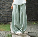 GETADME 2026 Cotton Linen Bloomers Wide Leg Pants Women Vintage Full Length Fashion Elegent Pants Solid Elasitic Waist Spring Autumn 5XL