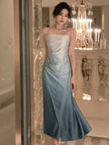 Getadme Summer Women's Retro Elegant Sleeveless Spaghetti Strap Party Prom Wedding Dress Chic Skinny Mid Length Vestidos Women's Dresses