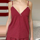 GETADME Y2k Fairycore Spaghetti Strap Camisole Women Cute Peplum Vest Coquette Low Cut V-neck Babydoll Tank Boho Going Out Crop Top