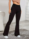 GETADME Women Flare Stretch Moustache Jeans Fashion Skinny Bell Bottom High Waist Gray Denim Pants Lady Classic Y2K Punk Long Trousers