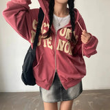 GETADME 2025 Fall Loose Women Sweatshirt Hoodie Clothes Y2k Hoodie New Hoodies Women High Street Harajuku Retro Hip Hop Zip Up Hoodie