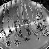 GETADME Punk Stainless Steel Star Geometry Pendant Necklace for Men Hip Hop Elements Jewelry