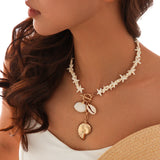 GETADME Retro Starfish White Shell Conch Pendant Necklace  Women 2025 Simple Creative Colorful Stones  Hand Woven beach Jewelry Girls