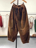 GETADME Autumn Winter Casual Corduroy Harem Pants Women High Waist Retro Loose Bloomers Female Oversize Mom Trousers Baggy Sweatpants
