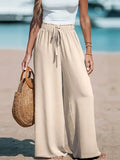 GETADME 2025 Cross border Women's Four Seasons Wide Leg Loose Drawstring Casual Fashion Pants