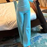 GETADME Womens Casual Pajama Pants Striped Low Waisted Lounge Pants Elastic Waist Drawstring Long Trousers