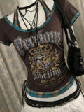 GETADME Himekaji T shirts Y2k Women Letter Gothic Streetwear Harajuku Punk 90s Clothes Japanese Girl Short-sleeved Tees Kawaii Crop Tops