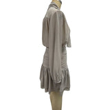 GETADME Wefads 여성 투피스 세트 우아한 오피스 솔리드 롱 랜턴 슬리브 레이스업 반투명 셔츠 탑 미니 플리츠 스커트 세트