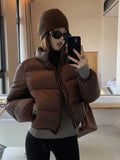 Getadme New Autumn Winter Short Parkas Jacket Women Warm Zipper Loose Down Coat Female Cotton Jacket Solid Thick Windproof Outerwea
