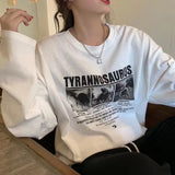 GETADME Retro Letter Print White Long Sve T-irt round Ne Base Layer Women's Korean Sle Cotton Autumn New Arrival
