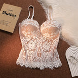 GETADME Floral Lace Lady Bustier Elegant Shaping Sexy Lace Women Corset Girls Slim Evening Wear Crops Lady Short Sweet Body Shaper Top