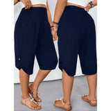 GETADME Plus Size 1XL-5XL Women's Fashionable Casual Solid Color Button Commuting Versatile Straight Leg Pants