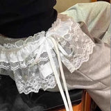 GETADME Korean Fashion Lace Irregular Skirt Curtain White Flowers Lace Mesh Halfbody Skirt Women Summer Bottoms Jeans Decorative Hemline