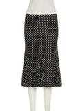 GETADME Cuteandpsycho Polka Dot Slim Fashion Midi Skirts Vintage Chic Retro Sexy Classic Casual Basic Bottoms Streetwear Baggy Clothes
