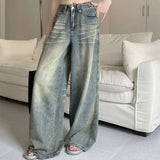 GETADME Y2K Loose Straight Leg Jeans Women Trousers Baggy Wide Fit Casual High Waist Retro Washed Vintage Style Women's Jeans Jeans