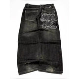 GETADME American Y2K 2025 New Baggy Wide Leg Black Jeans Overszied Women Street Casual Joker Denim Pants Couple Jeans Vintage Streetwear