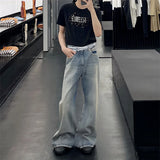 Getadme-Hip Hop New Branch Pattern Washed Jeans Unisex Straight Baggy Y2K Denim Trousers Vintage Blue Loose Casual Cargo Pants Oversized