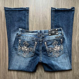 GETADME American Harajuku Gothic Y2K Heavy Industry Washed Blue Embroidered Pattern Jeans Women's Autumn Street Trend Slim Flared Jeans
