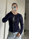 GETADME Pink Twist Cotton Long Sleeve Knitted Cardigan Women Simple Button Casual Preppy Style Jumper Sweet Cute Simple Sweater Top New
