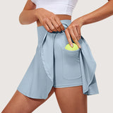 GETADME 여름 여성 스프린트 테니스 댄스 피트니스 짧은 치마 젊음 빠른 건조 단색 여성 안감 하이 웨이스트 미니 스커트 반바지