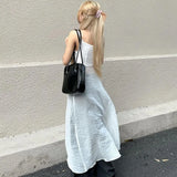 Getadme 여성 드레스 2024 해변 휴가 스타일 화이트 크로스 V넥 민소매 탑 스파이시 걸 개인화 스트랩 탑 여름 여성 의류