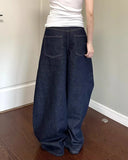 GETADME New American women black high street vibe wide-leg jeans for autumn and winter for men and women washed loose straight pants