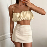 GETADME Sexy Backless Flower Bud Fold Camisole Spring and Summer Women's Chic Loose Soft Beach Travel Vacation Casual Base Camisole Top
