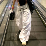 GETADME MEXZT Y2K White Cargo Pants Women Streetwear Embroidery Baggy Sweatpants Harajuku Wide Leg Joggers Summer Oversized Trousers New