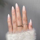 GETADME 24Pcs Short Oval Head Blush Pink Press on Nails with Simple Designs Almond Nails Wearable Acrylic Full Cover Nail Tips with Glue