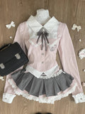 GETADME 2025 Japanese Style Kawaii Clothing 3 Piece Skirts Set Women Bodycon Slim Even Party Clothing Autumn Lolita Suits Y2k Crop Tops