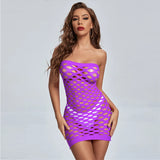 GETADME 핑크 미니 드레스 여성 스트랩리스 시스루 백리스 슬리브리스 스키니 베스 티도 여성 파티 나이트 클럽웨어 메시 란제리 드레스