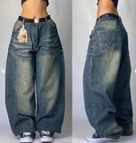 Getadme 2025 New American hip-hop Vintage baggy jeans women's Harajuku high waist Y2K wide-leg pants Gothic wide pants Streetwear pants