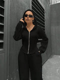 GETADME Spring Autumn New Two Piece Set 2025 Women's Trendy Hooded Cardigan Slim Casual Two Piece Set Woman Outfits Conjuntos Feminino