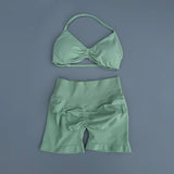 GETADME 2 Piece Sports Gym Set Strappy Bra Yoga Underwear Short Sport Leggings Bicycle Running Sportswear Woman Seamless Yoga Set