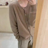 GETADME 2025 Hauts à manches longues style vintage Y2K, cardigan coréen en maille, pull polyvalent à col rond et coupe amincissante, idéal pour l'automne et l'hiver.