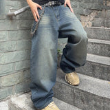 GETADME Vintage Men Y2K Gradient Baggy Denim Jeans For Men Washed Casual Loose Denim Pants Streetwear Hip Hop Wide Leg Straight Trousers