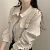 GETADME 레트로 라펠 모터사이클 재킷 여성용 스웨이드 롱 스웨이드 루즈핏 슬릿 지퍼 디자인 가을 아우터웨어 Faionable