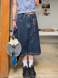 GETADME Women's Light Blue Calf Length Cargo Jeans Harajuku Y2k Baggy Denim Trousers Japanese 2000s Oversize Jean Pants Vintage Clothes