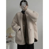 GETADME 2025 Winter New Women's Lamb Wool Jacket Petite Loose-Fit Thickened Integrated Deer Skin Fleece Medium-Length Korean Style