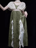 GETADME 2025 New Lolita Retro Jacquard Elegant Dress Y2K Vintage Cosplay Green Daily Temperament Gorgeous Elegant Queen Princess Dresses