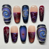 GETADME 30pcs 3D Dream Rose Press on Nails Heart & Animal Wave Fake Nail Short Almond Full Coverage Nail for Women&Girl False Nail Art
