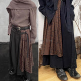 GETADME 2025 new chinese calligraphy pattern splicing design of two pieces of wide-leg culottes fashion design sense martial arts pants
