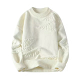 GETADME Long Sleeve Sweater Streetwear Men's Sweater Hip Hop Style Ripped Two-piece Design Knitted Round Neck Soft Warm Fall/winter