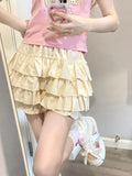 Getadme Kawaii Lolita Skirt Women Ruffle Layered High Waist Cutecore Mini Skirt Shorts Harajuku Japanese Style Soft Girl